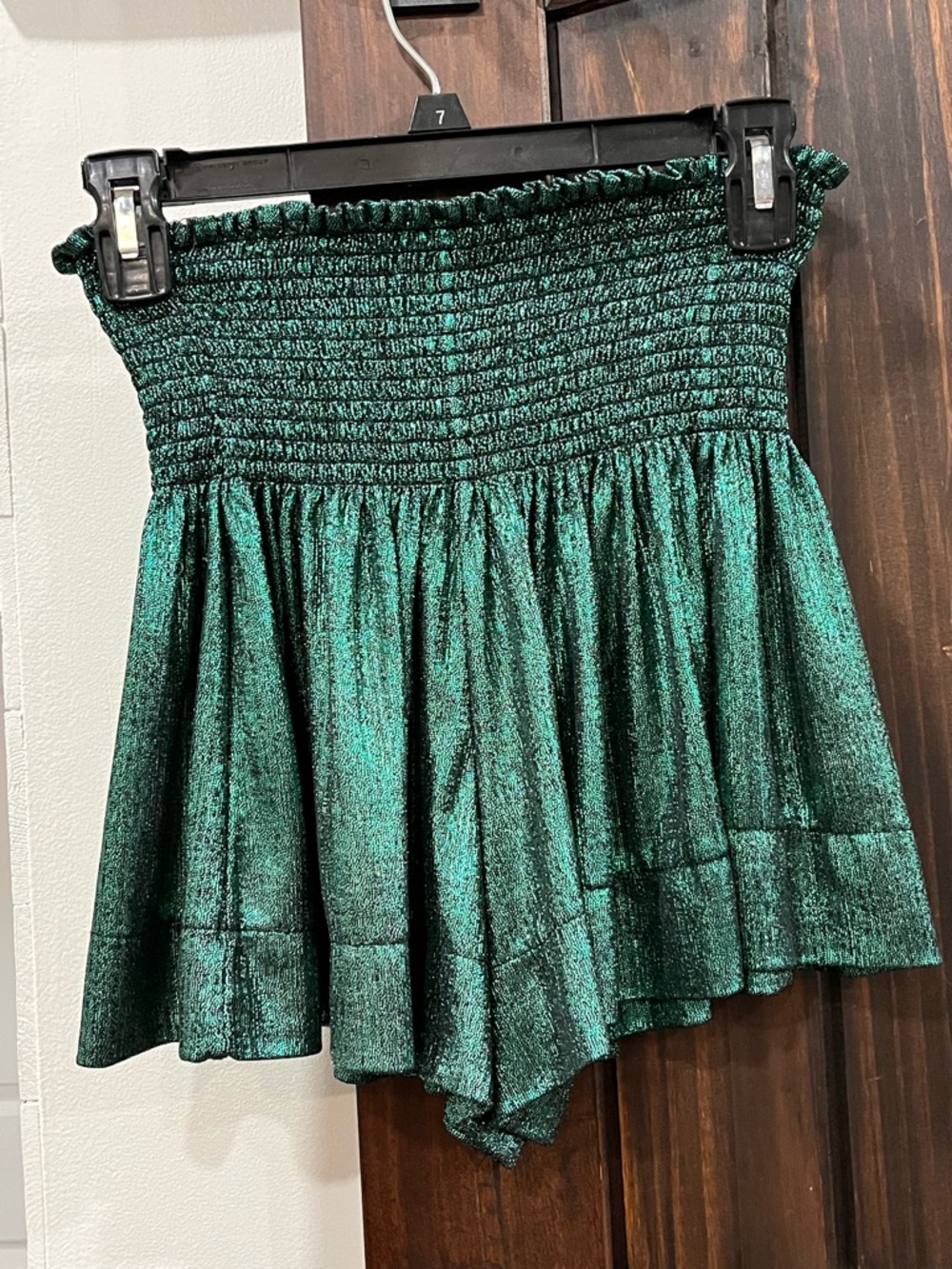 Queen of Sparkles High-Waist Metallic Green Shorts